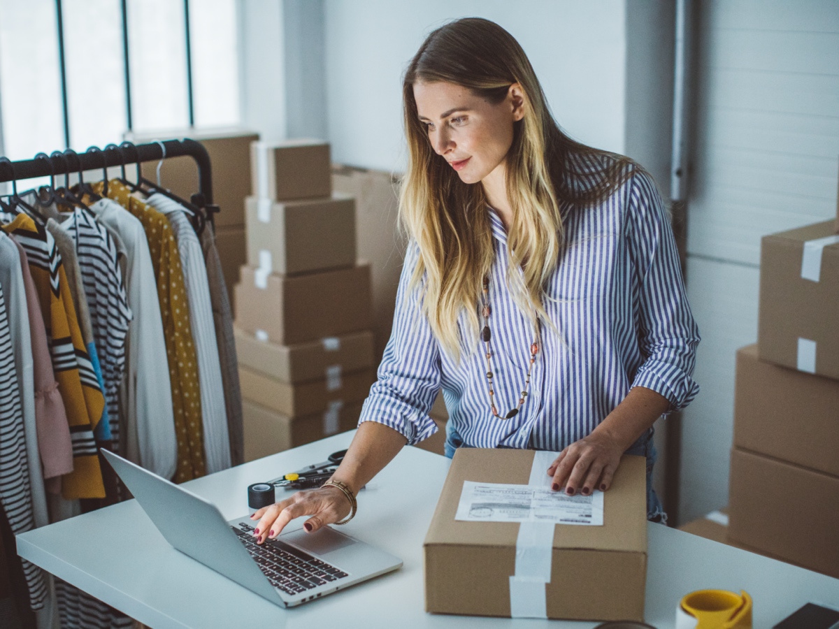 woman working on laptop