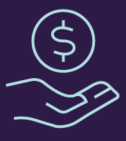 ícono de una mano abierta con un signo de dólar encima