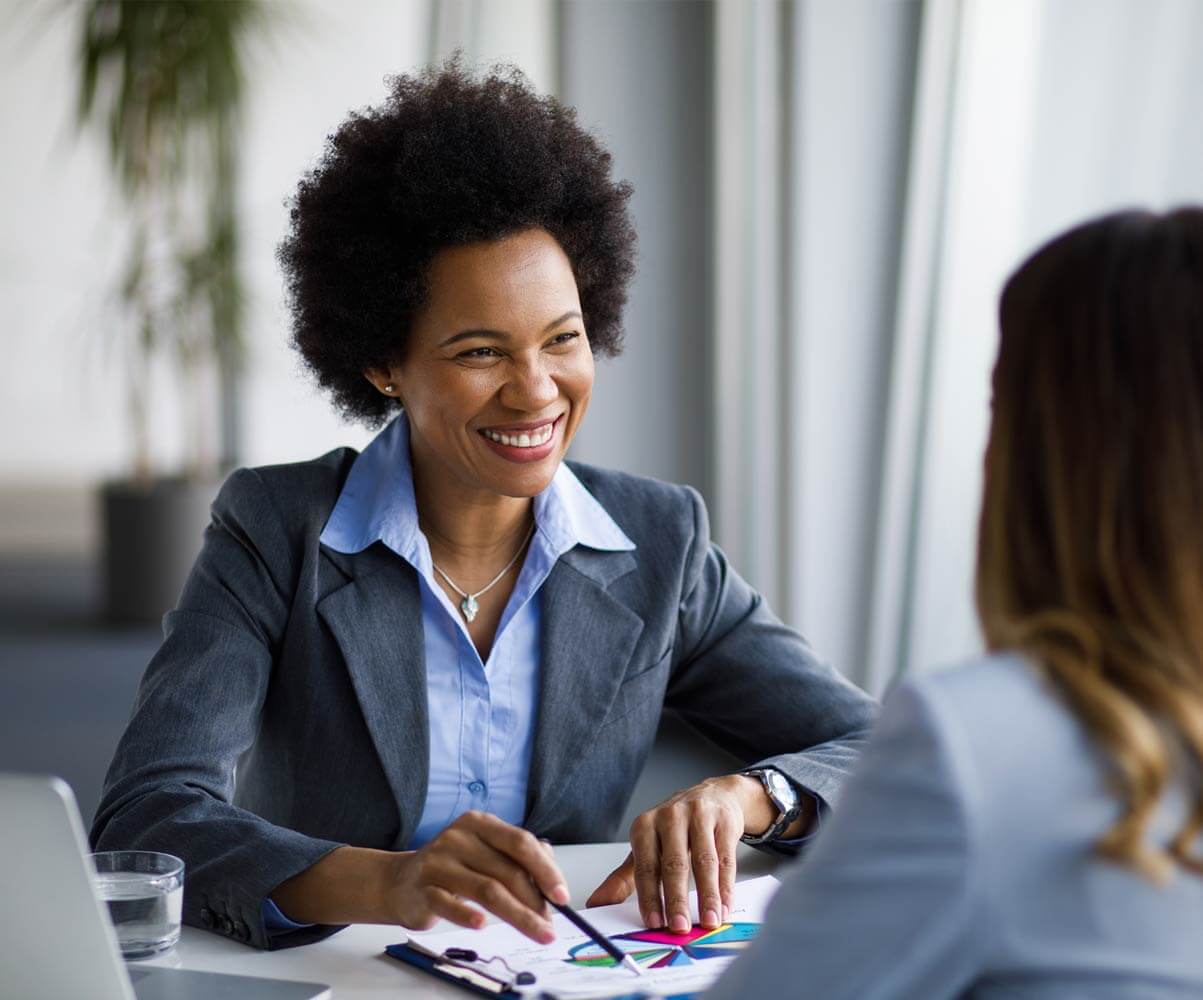 financial advisor meets with client